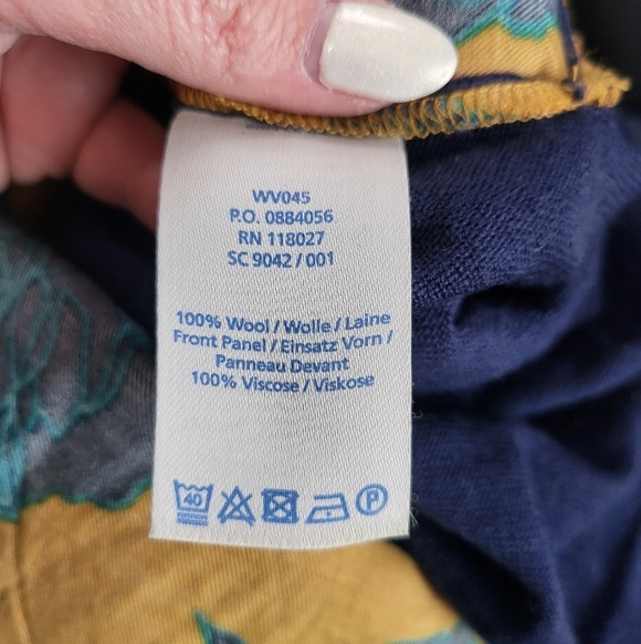 Boden Floral Long Sleeve lightweight wool sweater- Blue and Yellow - Picture 4 of 5